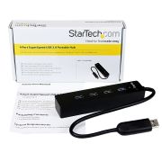 Image de StarTech.com Hub USB 3.0 portable à 4 ports avec câble intégré - 5Gbps - Noir (ST4300PBU3)