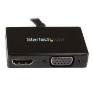 Image de StarTech.com Adaptateur audio / vidéo de voyage - Convertisseur 2-en-1 DisplayPort vers HDMI ou VGA - Noir (DP2HDVGA)