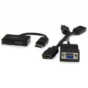 Image de StarTech.com Adaptateur audio / vidéo de voyage - Convertisseur 2-en-1 DisplayPort vers HDMI ou VGA - Noir (DP2HDVGA)