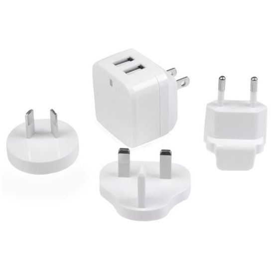 Image de StarTech.com Chargeur mural USB à 2 ports - Haute puissance 17W / 3,4A - Chargeur de voyage international - Blanc (USB2PACWH)