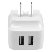 Image de StarTech.com Chargeur mural USB à 2 ports - Haute puissance 17W / 3,4A - Chargeur de voyage international - Blanc (USB2PACWH)