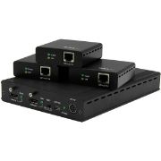 Image de StarTech.com Kit extendeur HDBaseT à 3 ports avec 3 récepteurs - Splitter HDMI 1x3 via Cat5 - Jusqu'à 4K (ST124HDBT)