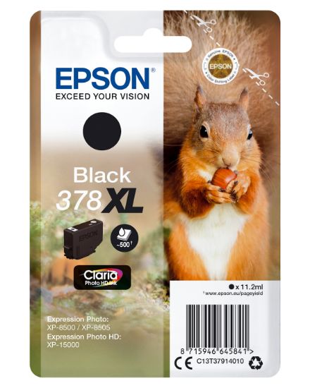 Image de Epson Squirrel Singlepack Black 378XL Claria Photo HD Ink (C13T37914010)