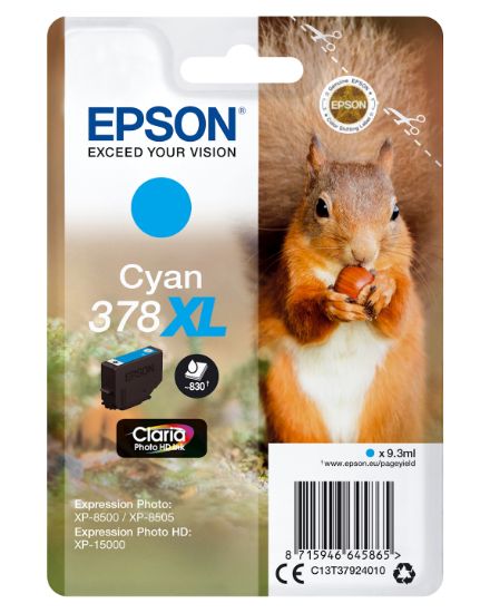 Image de Epson Squirrel Singlepack Cyan 378XL Claria Photo HD Ink (C13T37924010)