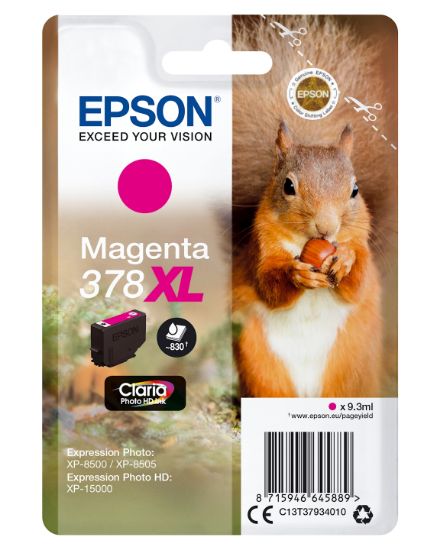 Image de Epson Squirrel Singlepack Magenta 378XL Claria Photo HD Ink (C13T37934010)