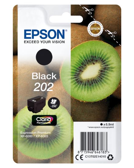 Image de Epson Kiwi Singlepack Black 202 Claria Premium Ink (C13T02E14010)
