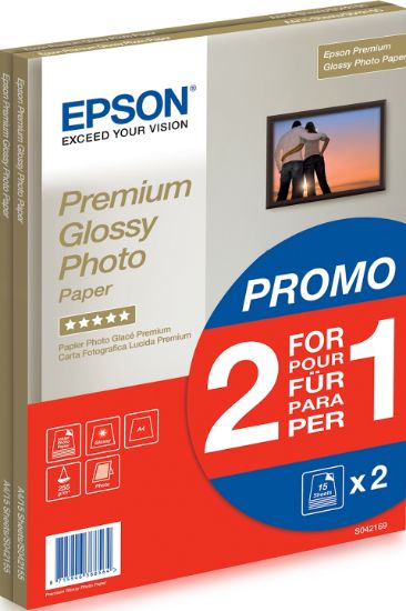 Image de Epson Premium Glossy Photo Paper - A4 - 2x 15 Feuilles (C13S042169)