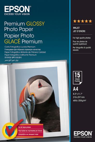 Image de Epson Premium Glossy Photo Paper - A4 - 15 Feuilles (C13S042155)