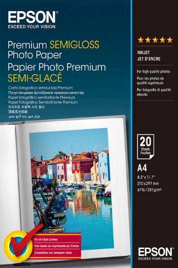 Image de Epson Premium Semi-Gloss Photo Paper - A4 - 20 Feuilles (C13S041332)