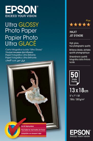 Image de Epson Ultra Glossy Photo Paper - 13x18cm - 50 Feuilles (C13S041944)