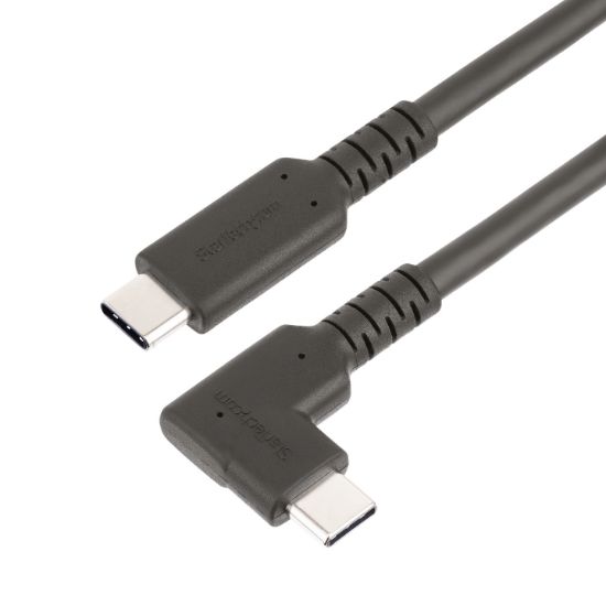 Image de StarTech.com Câble USB-C de 2m, Coudé à Droite, USB 5Gbps, 100W (5A) Power Delivery, 4K 60Hz DP Alt Mode, Cordon USB C Robuste - Compatible Thunderbolt (RUSB315CC2MBR)