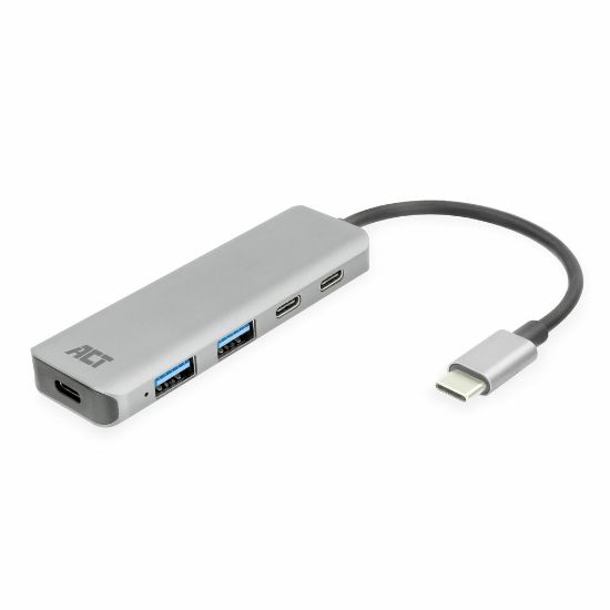 Image de ACT hub & concentrateur USB 3.2 Gen 1 (3.1 Gen 1) Type-C 5000 Mbit/s Noir, Gris (AC7072)