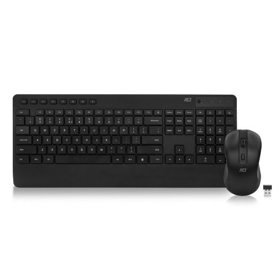 Image de ACT Ensemble clavier et souris sans fil (Qwerty), clic silencieux, écologique, fabriqué à partir de matériaux recyclés (AC5725)