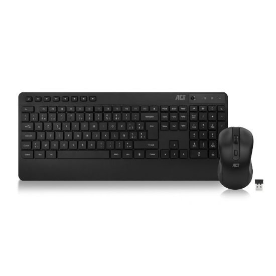 Image de ACT Ensemble clavier et souris sans fil (Azerty), clic silencieux, écologique, fabriqué à partir de matériaux recyclés (AC5730)