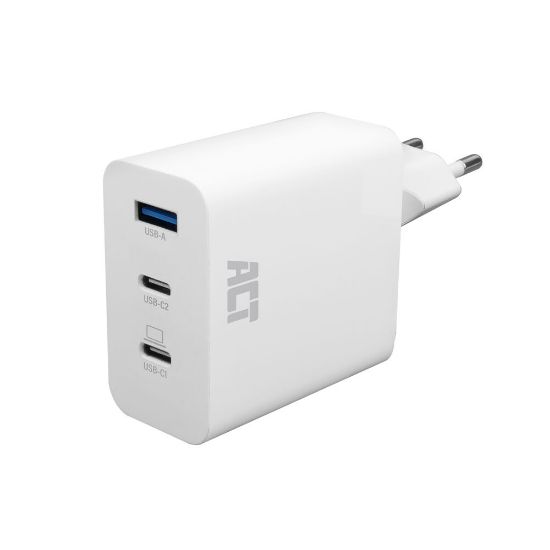 Image de ACT Chargeur USB-C/USB-A 65W 3 ports avec Power Delivery PPS, QuickCharge et GanFast (AC2170)