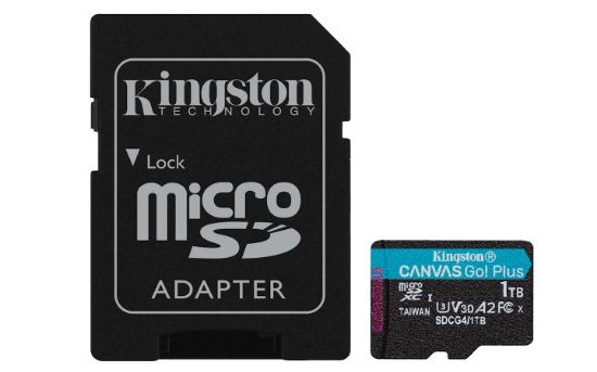Image de Kingston Technology Carte microSDXC Canvas Go Plus Gen4 200 Mo/s A2 U3 V30 1 To + adaptateur (SDCG4/1TB)