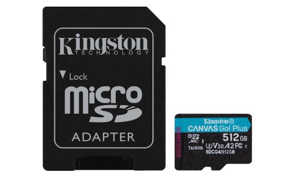 Image de Kingston Technology Carte microSDXC Canvas Go Plus Gen4 200 Mo/s A2 U3 V30 512 Go + adaptateur (SDCG4/512GB)