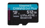 Image de Kingston Technology Carte microSDXC Canvas Go Plus Gen4 200 Mo/s A2 U3 V30 512 Go + adaptateur (SDCG4/512GB)