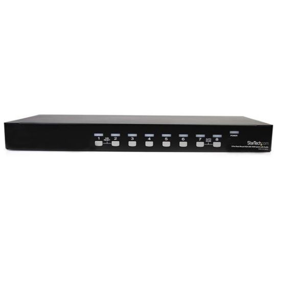 Image de StarTech.com Commutateur USB VGA KVM 8 ports à montage sur rack avec audio (câbles audio inclus) (SV831DUSBAU)