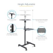Image de StarTech.com Table Vidéoprojecteur et Ordinateur Portable - Support Projecteur Robuste (2 Étagères; max. 10kg chacune) - Ajustable en Hauteur - Chariot Présentation Mobile - ... (ADJPROJCART)