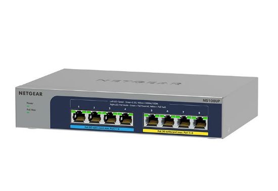 Image de NETGEAR MS108UP Non-géré 2.5G Ethernet (100/1000/2500) Connexion Ethernet, supportant l'alimentation via ce port (PoE) (MS108UP-100EUS)