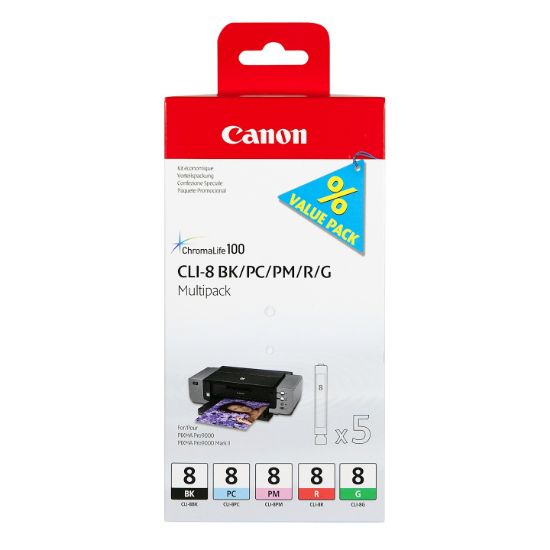 Image de Canon Multipack de 5 cartouches d'encre CLI-8 BK/PC/PM/R/G (0620B027)