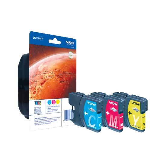 Image de Brother cartouche d'encre 3 pièce(s) Original Cyan, Magenta, Jaune (LC-1100HYRBWBP)