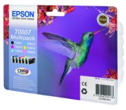 Image de Epson Hummingbird Multipack "Colibri" (T0807) - Encres Claria N, C, M, J, Cc, Mc (C13T08074011)