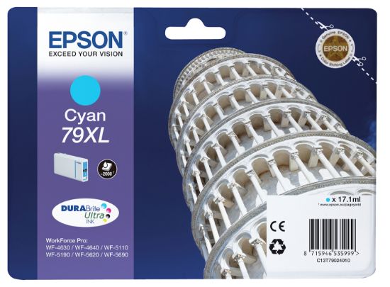 Image de Epson Tower of Pisa Encre Cyan "Tour de Pise" XL (2 000 p) (C13T79024010)