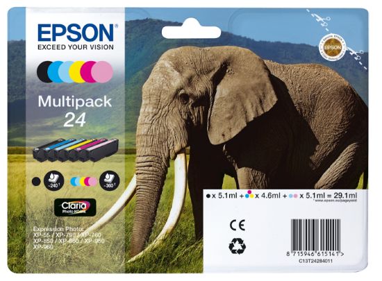 Image de Epson Elephant Multipack 6-colours 24 Claria Photo HD Ink (C13T24284011)