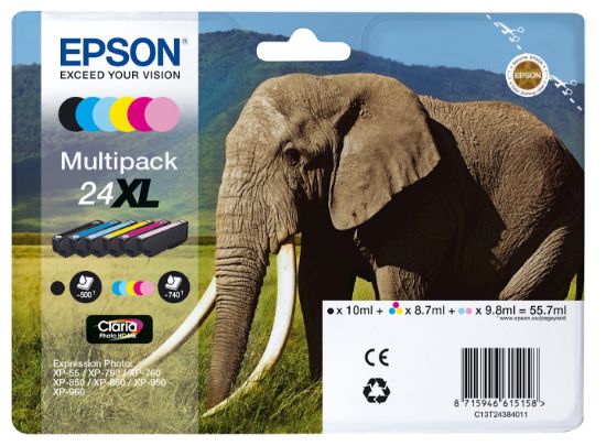 Image de Epson Elephant Multipack 6-colours 24XL Claria Photo HD Ink (C13T24384011)