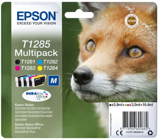 Image de Epson Fox Multipack "Renard" (T1285) - Encre DURABrite Ultra N, C, M, J (C13T12854012)