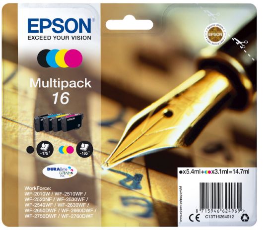 Image de Epson Pen and crossword Multipack "Stylo à plume" 16 - Encre DURABrite Ultra N,C,M,J (C13T16264012)
