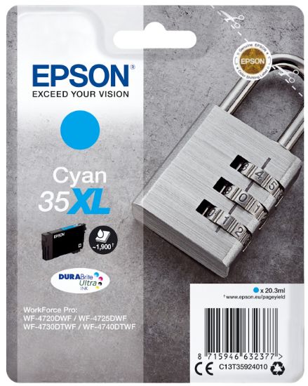 Image de Epson Padlock Singlepack Cyan 35XL DURABrite Ultra Ink (C13T35924010)