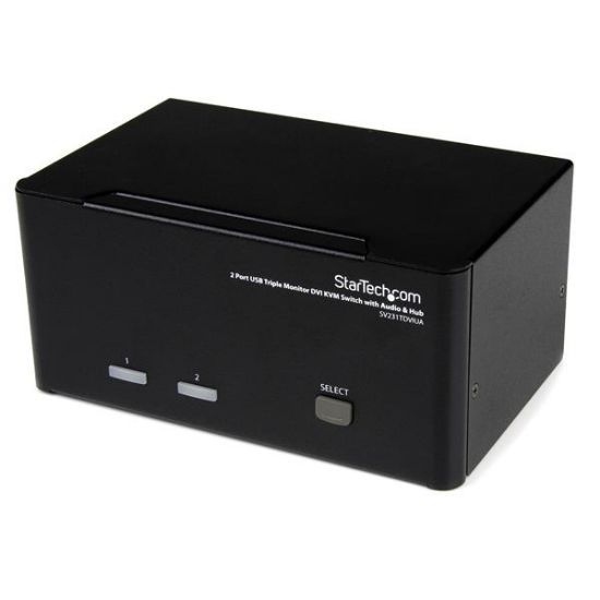 Image de StarTech.com Switch Commutateur KVM USB 2 ports Sortie Vidéo DVI, Audio HUB USB 2.0 3 Écrans - 2 PC (SV231TDVIUA)