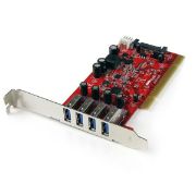 Image de StarTech.com Carte contrôleur PCI à 4 ports USB 3.0 (5Gbps) SuperSpeed - Adaptateur PCI avec alimentation SATA / SP4 (PCIUSB3S4)