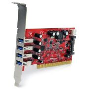 Image de StarTech.com Carte contrôleur PCI à 4 ports USB 3.0 (5Gbps) SuperSpeed - Adaptateur PCI avec alimentation SATA / SP4 (PCIUSB3S4)