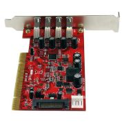 Image de StarTech.com Carte contrôleur PCI à 4 ports USB 3.0 (5Gbps) SuperSpeed - Adaptateur PCI avec alimentation SATA / SP4 (PCIUSB3S4)