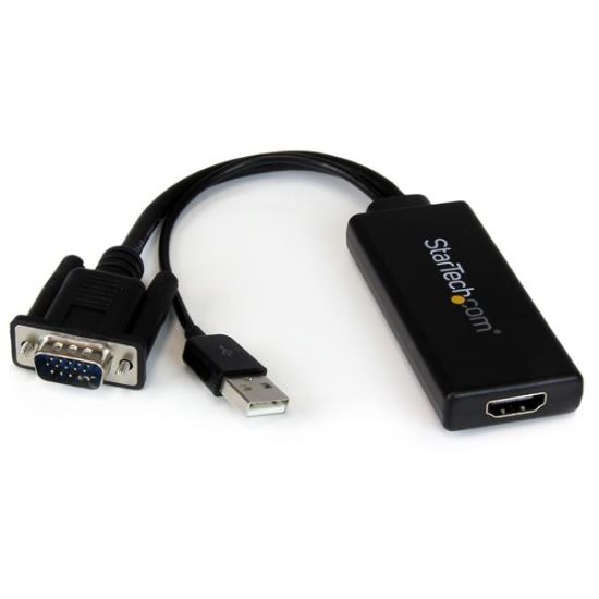 Image de StarTech.com Adaptateur VGA vers HDMI avec audio et alimentation par USB – Convertisseur VGA vers HDMI portable – 1080p (VGA2HDU)