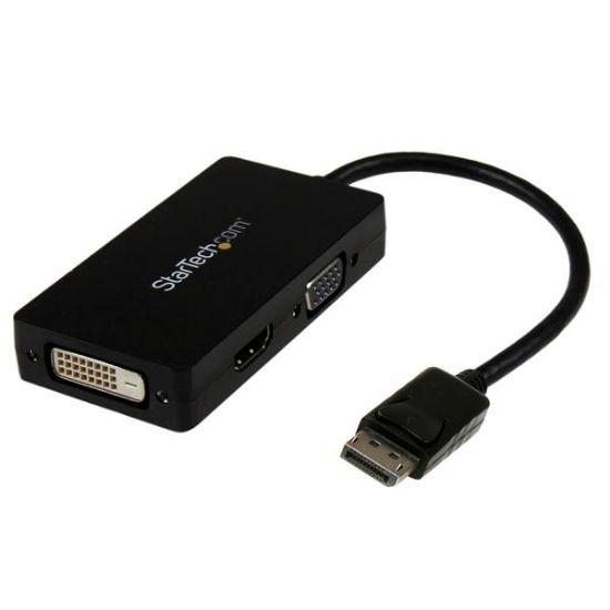 Image de StarTech.com Adaptateur de voyage DisplayPort vers VGA / DVI / HDMI - Covertisseur vidéo 3-en-1 (DP2VGDVHD)