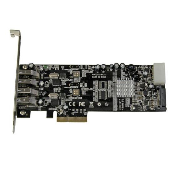 Image de StarTech.com Carte Contrôleur PCI Express vers 4 Ports USB 3.0 avec 2 voies dédiés de 5 Gb/s - UASP - Alim SATA / LP4 (PEXUSB3S42V)