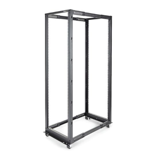 Image de StarTech.com Rack Serveur Mobile 42U à 4 Montants, Rack Réseau 19" à 4 Montants avec Roulettes, Rack Roulant avec Profondeur Ajustable pour PC/AV/Données/IT - Roulettes, Pied ... (4POSTRACK42)