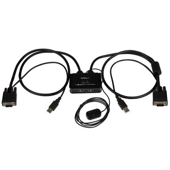 Image de StarTech.com Switch KVM USB VGA à 2 ports - Commutateur KVM alimenté par USB avec câbles et commutateur à distance (SV211USB)