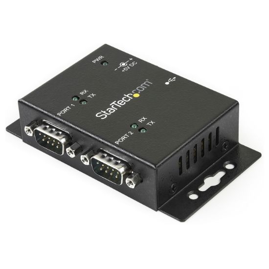 Image de StarTech.com Hub adaptateur industriel USB vers série 2 ports à fixation murale avec clips de rail DIN (ICUSB2322I)