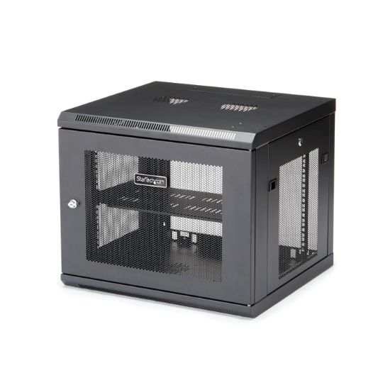 Image de StarTech.com Armoire Réseau Murale 9U à 4 Montants avec Étagère 1U, Armoire Serveur Murale 19" pour Données / AV / Électronique / Équipement IT, Petite Armoire Rack Ventilée (RK920WALM)