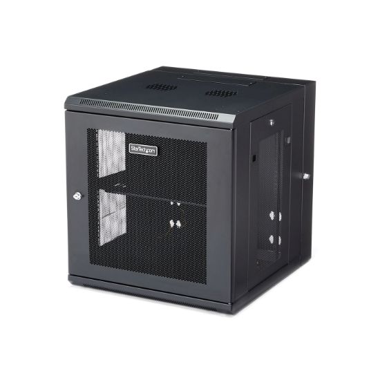 Image de StarTech.com Armoire Réseau Murale à 4 Montants 12U avec Étagère 1U, Armoire Serveur Murale 19" à Charnières pour Équipement IT/AV/Électronique/Ordinateur, Armoire Rack Venti ... (RK1224WALHM)