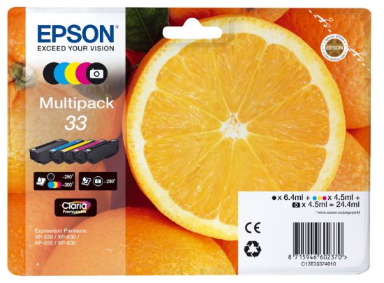 Image de Epson Oranges Multipack 5-colours 33 Claria Premium Ink (C13T33374011)
