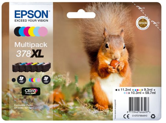 Image de Epson Squirrel Multipack 6-colours 378XL Claria Photo HD Ink (C13T37984010)
