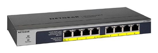 Image de NETGEAR GS108PP Non-géré Gigabit Ethernet (10/100/1000) Connexion Ethernet, supportant l'alimentation via ce port (PoE) Noir (GS108PP-100EUS)
