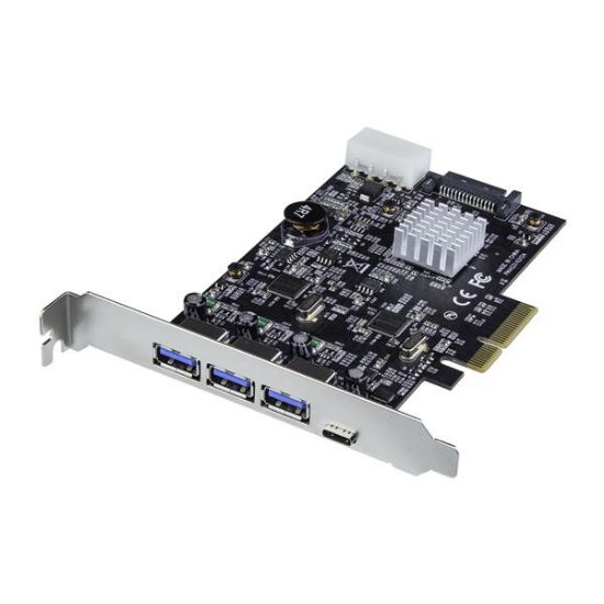 Image de StarTech.com Carte contrôleur PCIe à 4 ports USB 3.1 (10 Gb/s) avec 2 voies dédiés - 3x USB-A et 1x USB-C (PEXUS313AC2V)